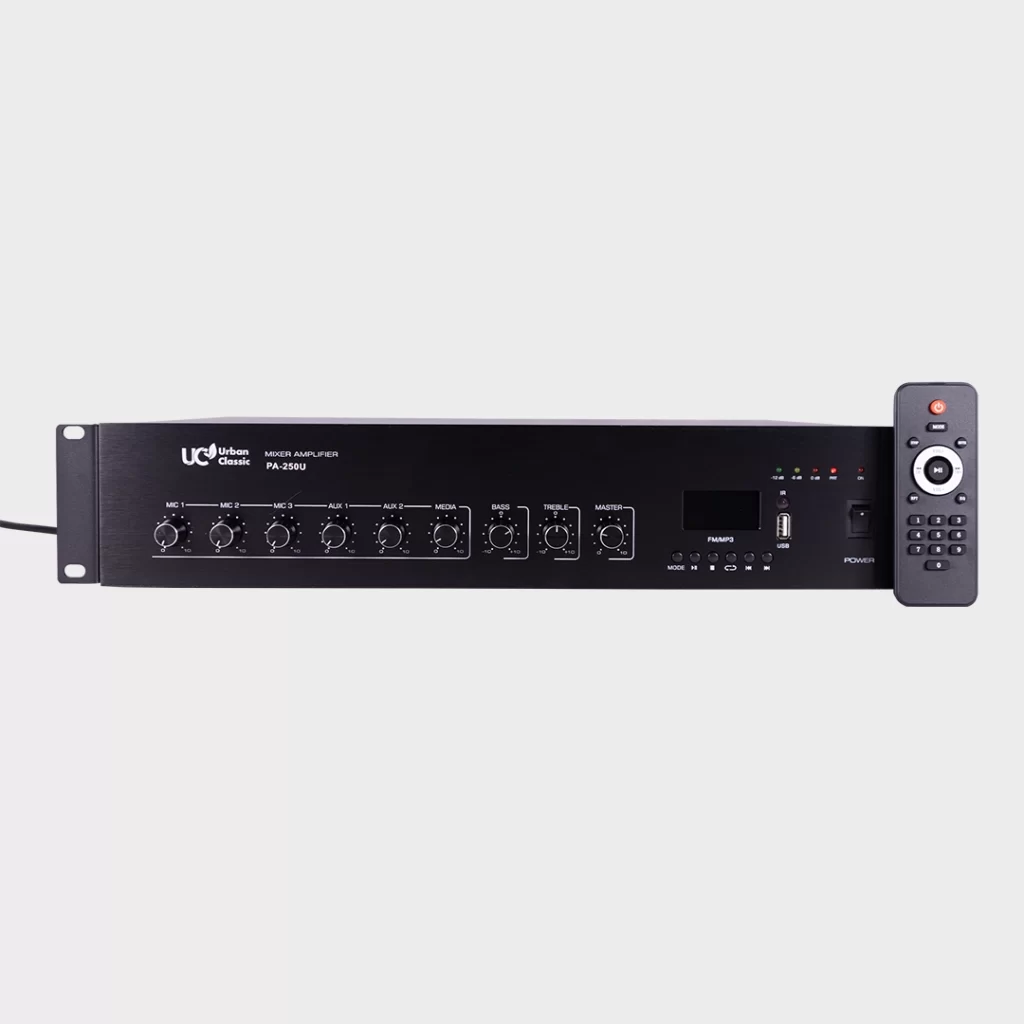 Urban Classic PA 250 U Amplifier front view with remote