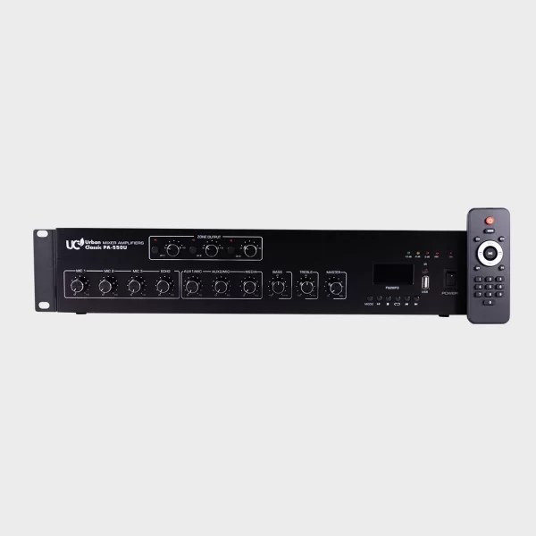 Urban Classic PA550 U Amplifier front view with remote