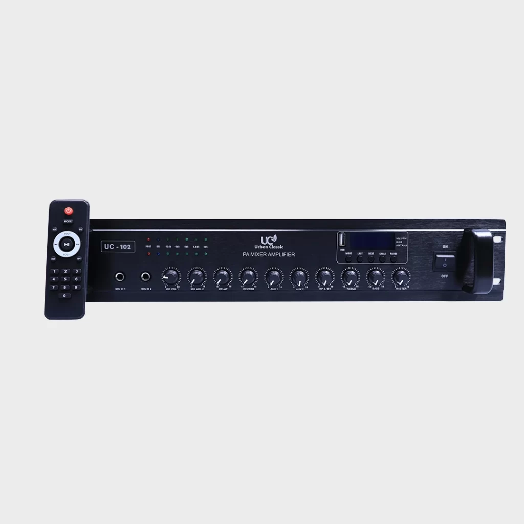 Urban Classic UC 102 Amplifier front view with remote